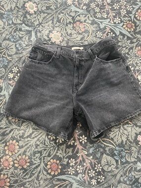 Women's High-Rise Black Denim Shorts